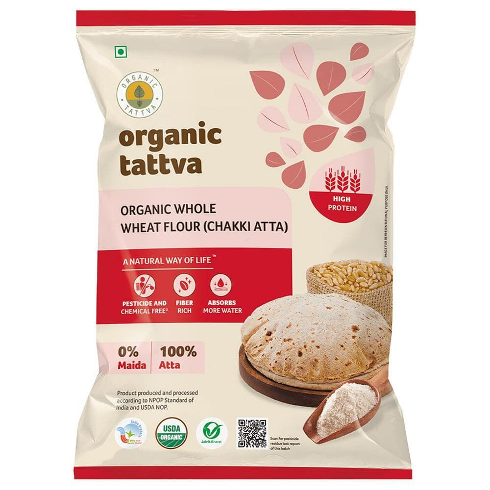 Organic Tattva Whole Wheat Flour (Chakki Atta) 5 kg