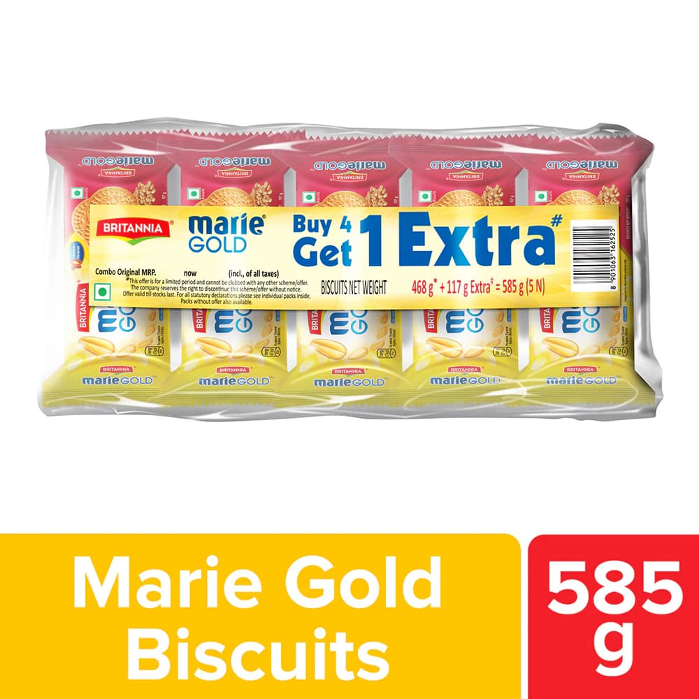 Britannia Marie Gold Biscuits Combo Pack 585 g (Buy 4 Get 1 Free)