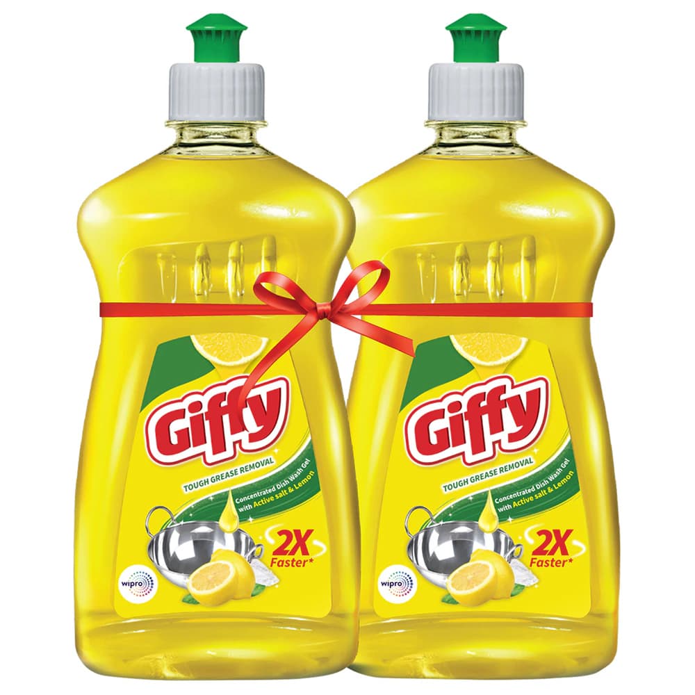 Giffy Lemon & Active Salt Concentrated Dishwash Gel 500 ml (Buy 1 Get 1)