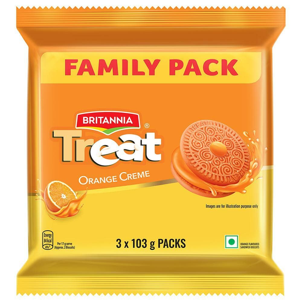 Britannia Treat Orange Cream Biscuit 309 g