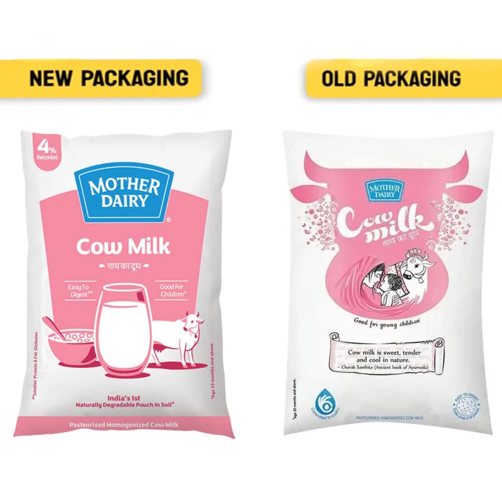 Mother Dairy Cow Milk 1 L (Pouch)