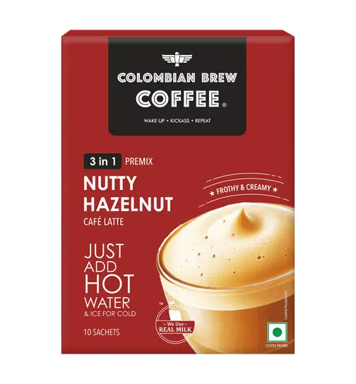 Colombian Brew Coffee Hazelnut Cafe Latte Instant Coffee Premix 3In1 200 g x 2