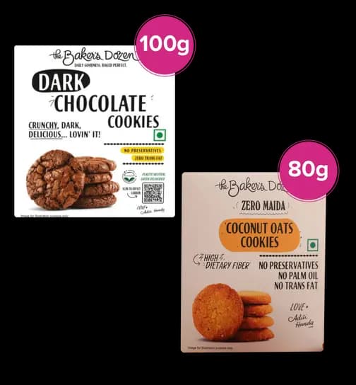 The Baker's Dozen Dark Chocolate Cookies & Coconut Oats Cookies 1 Combo
