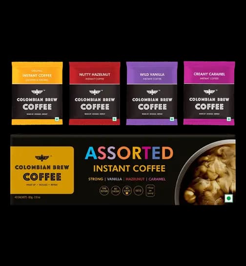 Colombian Brew Coffee Assorted Instant Coffee Box Strongvanillahazelnutcinnamon 80 g x 2