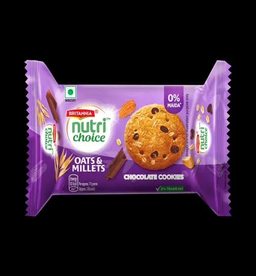 Britannia NutriChoice Oats Chocolate & Almond Biscuits | 0% Maida 60 g