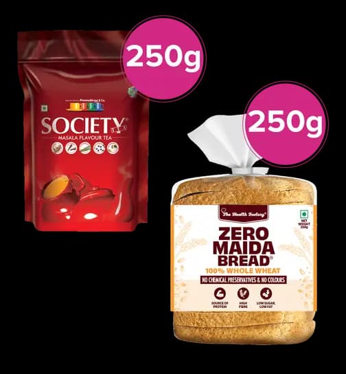 Society Tea Masala Tea & The Factory 100% Whole Wheat Bread (Zero Maida) 1 Combo