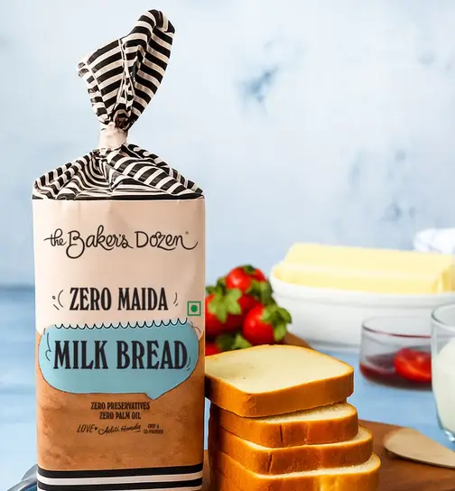 The Baker's Dozen Zero Maida Milk Bread, Zero Preservative 230 g x 2