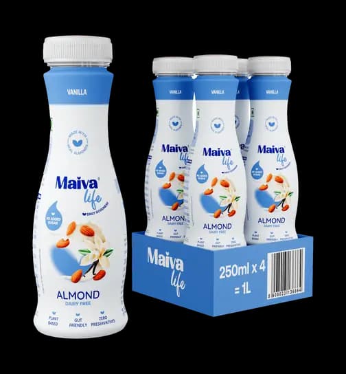Maiva Life Almond Milk Vanilla Pack of 4 1 ltr