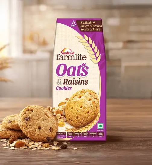 Oats & Raisin Cookies by Sunfeast Farmlite 150 g x 2