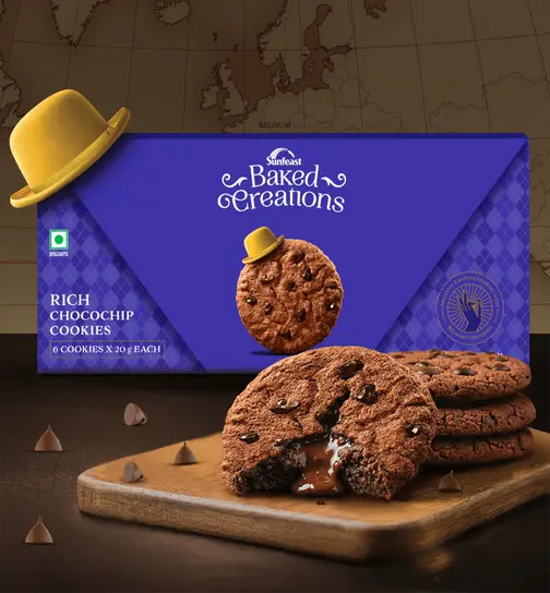 Rich Chocochip Cookies Crafted with Belgian Chocochips by Sunfeast Baked Creations 120 g