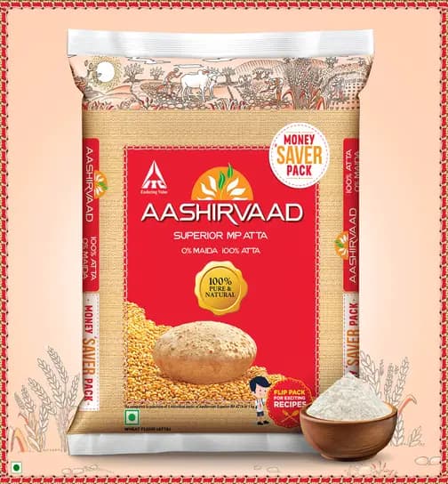 Aashirvaad Superior MP Atta, 100 % Whole Wheat Flour, 0% Maida 2 kg