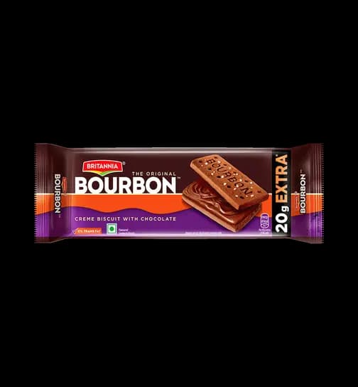 Britannia The Original Bourbon - Creme Biscuit with Chocolate | Chocolatey Indulgence in Every Layer 120 g
