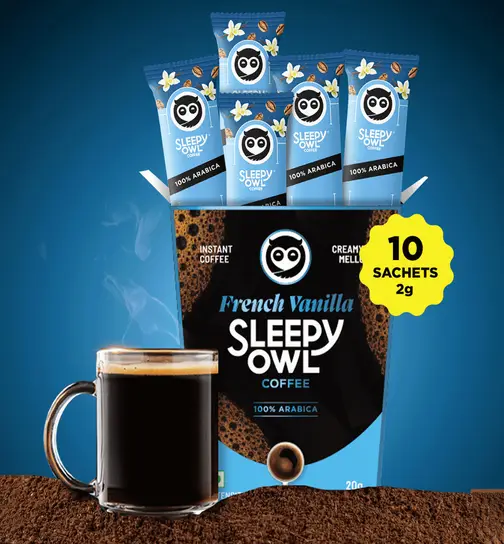 Sleepy Owl French Vanilla Instant Coffee - 10 Sachets 20 g