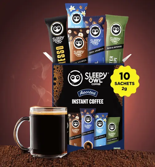 Sleepy Owl Assorted Pack of 10 Instant Coffee Travel Pack 20 g