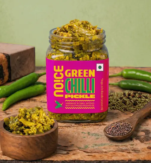 NOICE Green Chilli Pickle (Handmade & No preservatives) 200 g x 2
