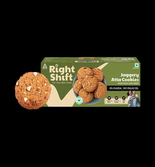 Right Shift Jaggery Atta Cookies | No Palm Oil, 0% Maida, 0% Refined Sugar 120 g x 3