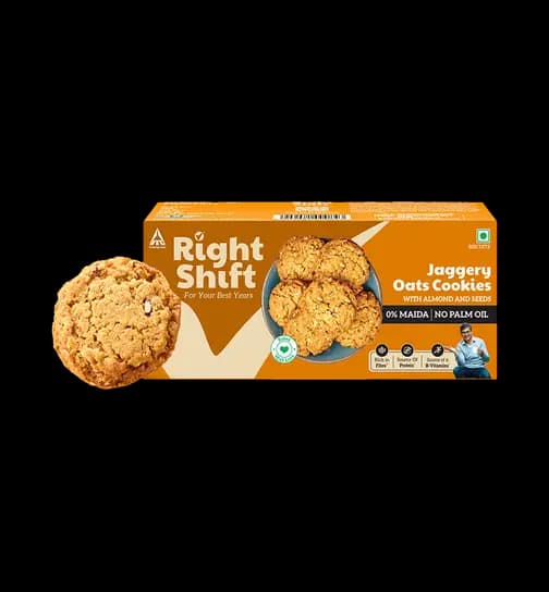 Right Shift Jaggery Oats Cookies | No Palm Oil, 0% Maida, 0% Refined Sugar 100 g