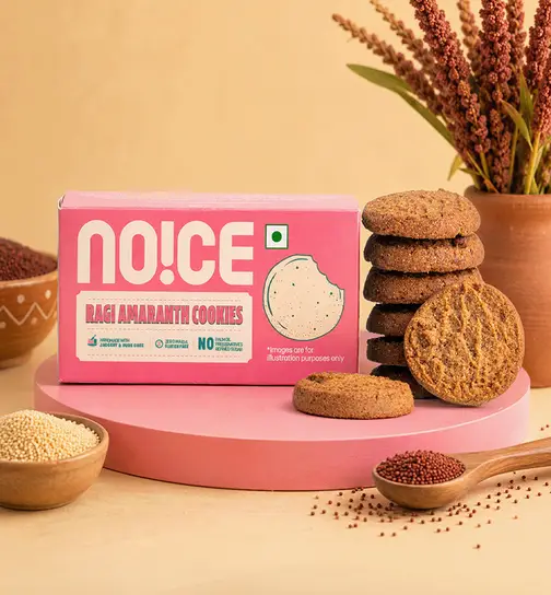 NOICE Ragi Amaranth Gluten Free Cookies (No Refined Sugar Biscuits) 80 g x 4