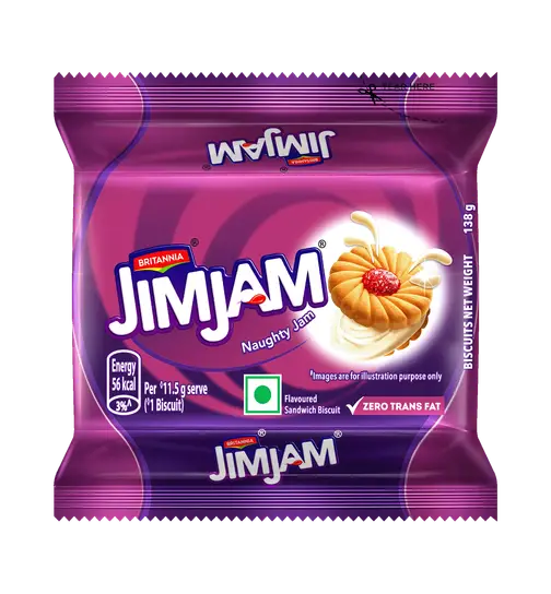 Britannia Jim Jam Biscuits-The OG Biscuit with Vanilla Creme & Jammy Center 138 g x 3