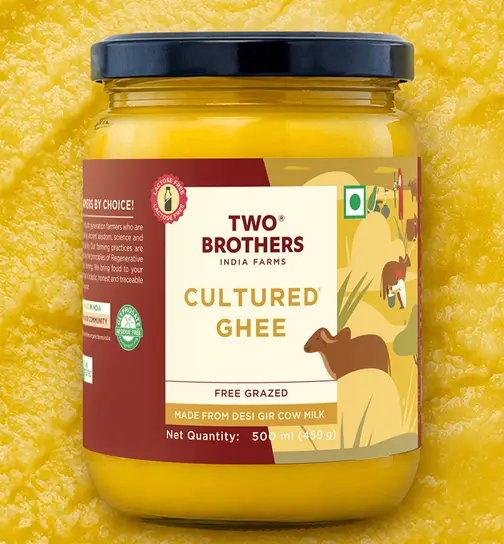Two Brothers India Farms A2 Desi Gir Cow Cultured Ghee 500 ml