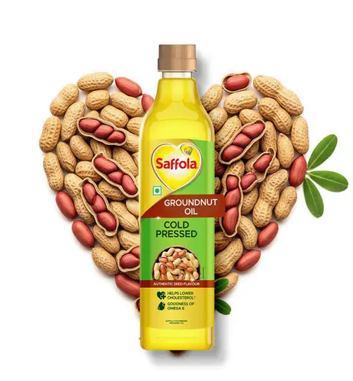 Saffola Cold Pressed Groundnut Oil | 100% Cold Pressed Groundnut Oil 1 ltr x 2