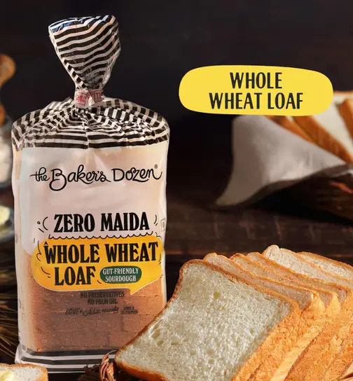 The Baker's Dozen Zero Maida Whole Wheat Bread, Zero Preservatives 400 g x 2