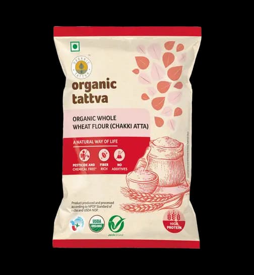 Organic Tattva Whole Wheat Flour (Chakki Atta) 1 kg x 2