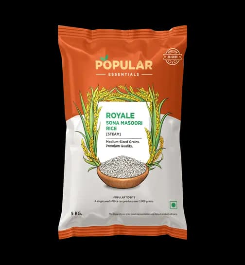Popular Essentials Sona Masoori Steam Rice 5 kg