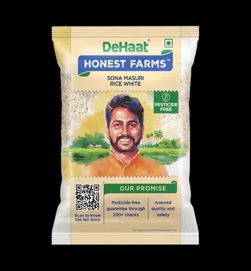 Dehaat Honest Farms Sona Masoori White Rice (Unpolished - Pesticide Free) 1 kg