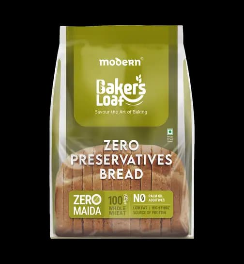 Baker's Loaf- Zero Preservatives Whole Wheat Bread 350 g
