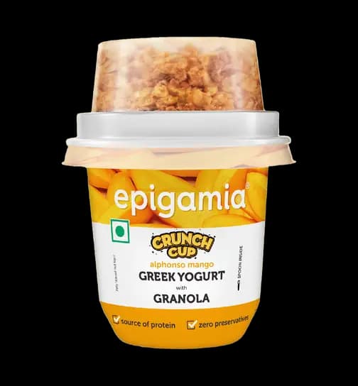 Epigamia Mango Crunch Cup - Greek Yogurt with Granola 115 g