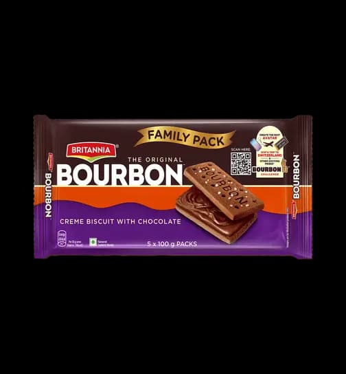 Britannia The Original Bourbon - Creme Biscuit with Chocolate | Chocolatey Indulgence in Every Layer 500 g