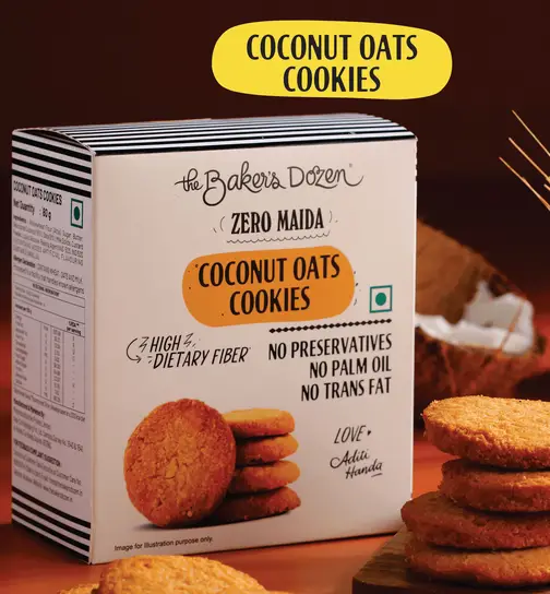 The Baker's Dozen Zero Madia Coconut Oats Cookies, 24% Coconut & Oats 80 g x 2