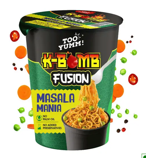 Too Yumm! Fusion Masala Instant Cup Noodles, 100% Veg, No Palm Oil Healthy K Bomb Noodles 70 g