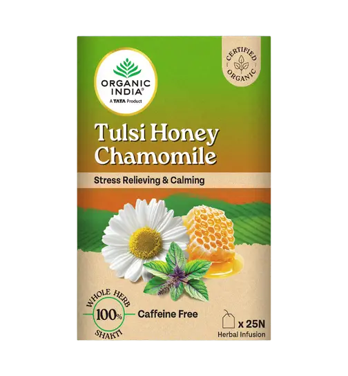 A TATA Product - Organic India Tulsi Honey Chamomile Tea (25 Tea Bags) 25 Pieces