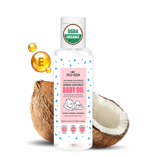 OLDGOA Virgin Coconut Baby Oil Enriched With Vitamin E Massage Oil 200 ml