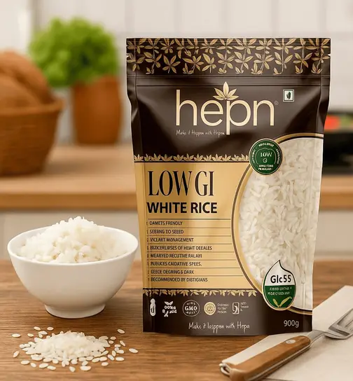 hepn Low GI White Rice | Diabetic Friendly | Low Sugar | High Protein | Weight Management | Clinically Proven | Gmo Free 900 g