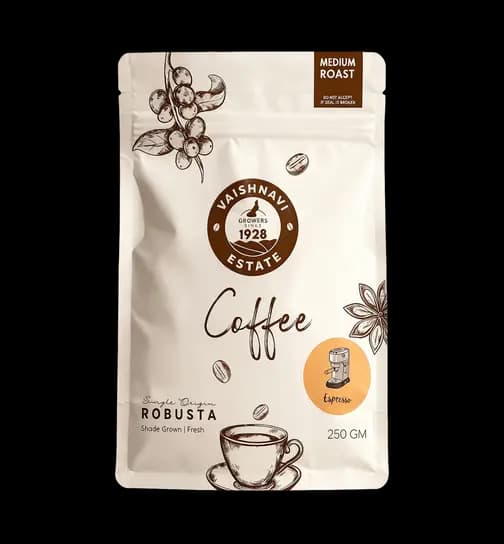 Vaishnavi Estate Medium Roast Espresso Robusta Ground Coffee Powder 250 g