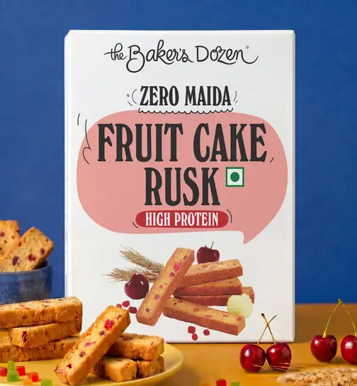 The Baker's Dozen Fruit Cake Rusk, High Protein 100 g x 2