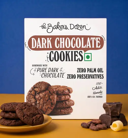 The Baker's Dozen Dark Chocolate Cookies, 31% Pure Dark Chocolate 100 g