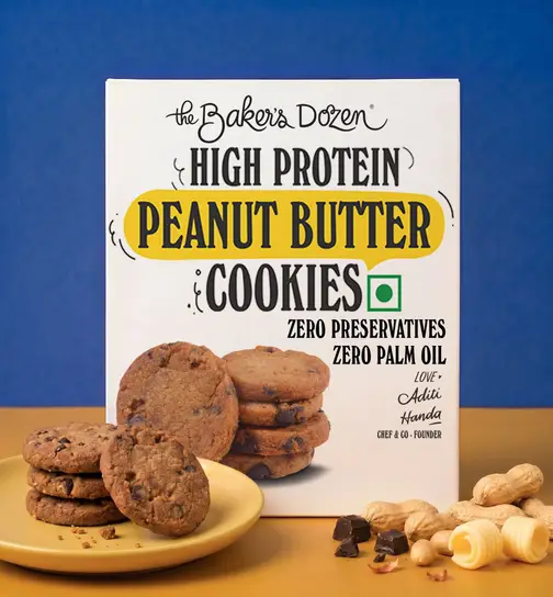 The Baker's Dozen Peanut Butter High Protein Cookies, 28% Peanut Butter 75 g x 2
