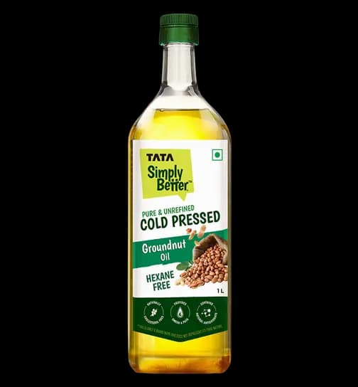 Tata Simply Better Cold Pressed Groundnut Oil, Pure and Unrefined 1 ltr x 2