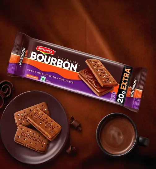 Britannia The Original Bourbon - Creme Biscuit with Chocolate | Chocolatey Indulgence in Every Layer 120 g x 3