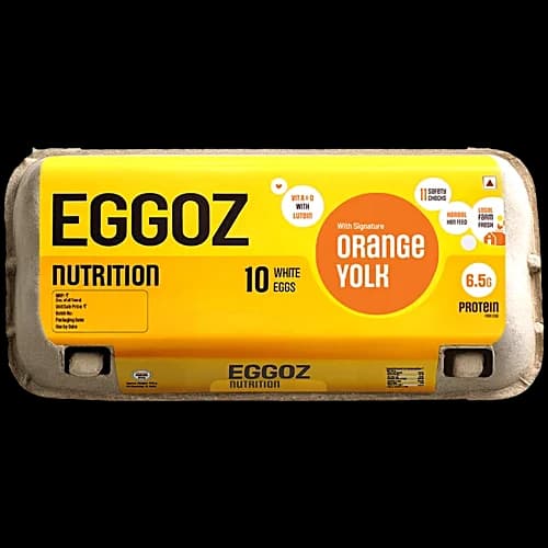 Eggoz White Farm Fresh Eggs Omega 3 Rich With No Ddgs Hormone Steroids 10 pcs